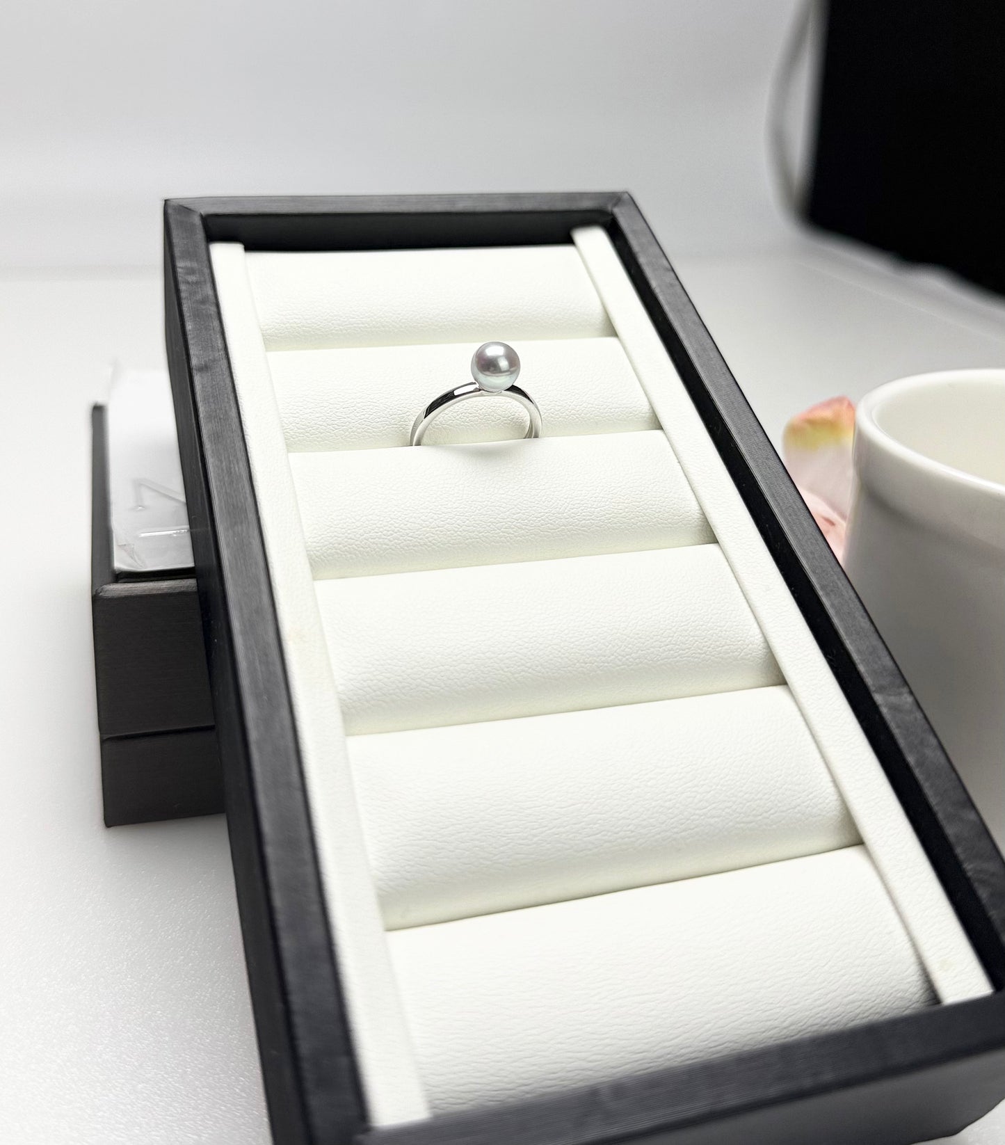 Elegant Japan Silver Blue Akoya Pearl (7-7.5mm) Ring