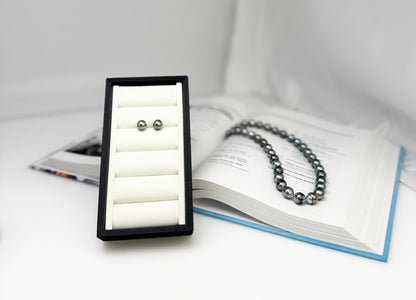 Elegant Tahitian Silver Grey Pearl (9.5-10mm) Stud Earrings | Classic Design