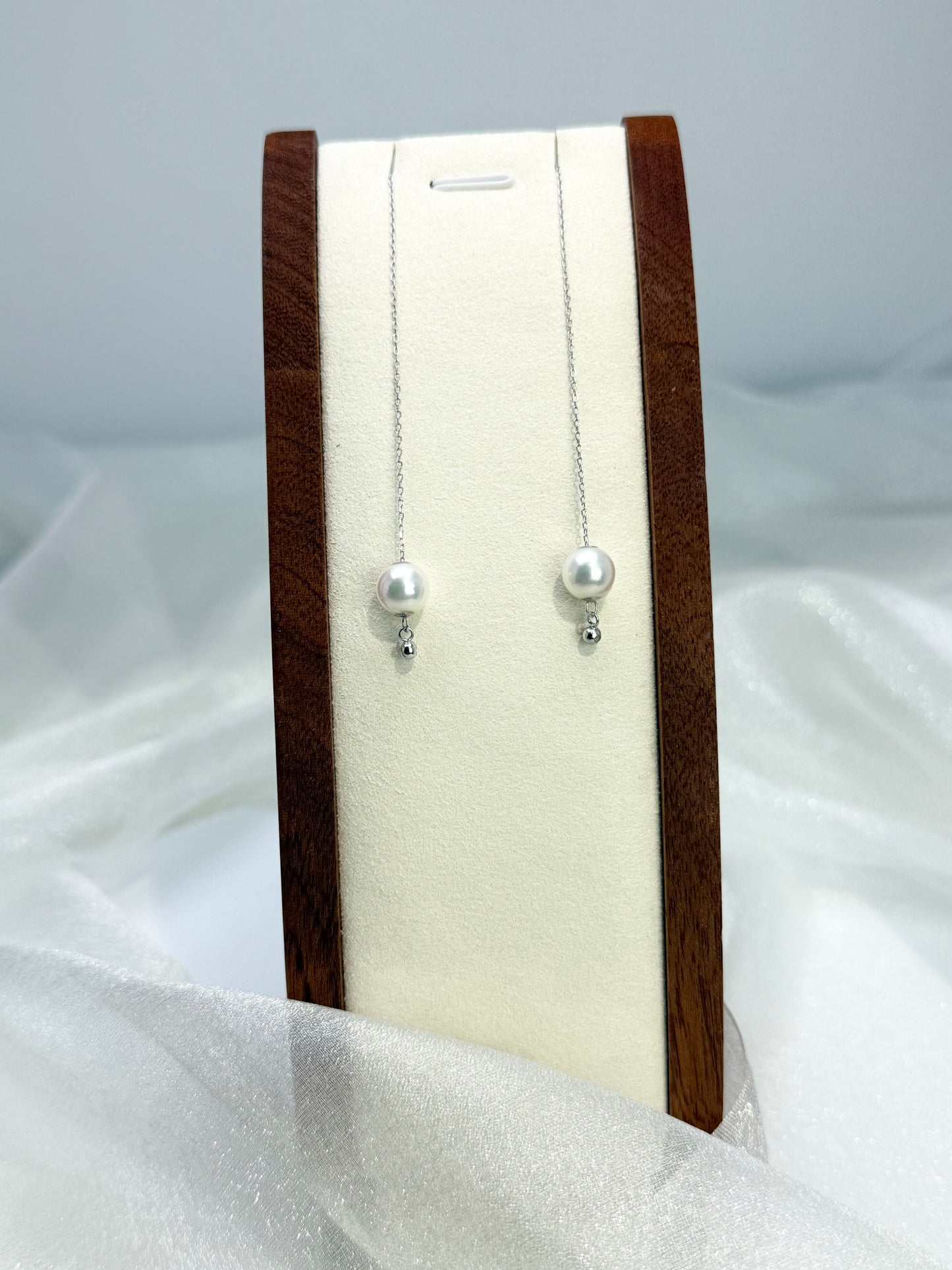 Top Lustre Akoyal (8.5 - 9mm) Drop String Earrings | Perfect Pearl Jewellery for Every Occasion