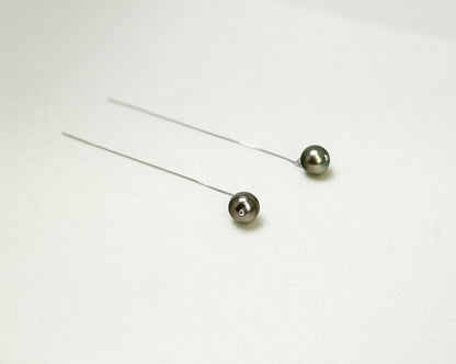 Peacock Green Tahitian Pearl (8.5 - 9mm) Drop String Earrings | Perfect Pearl Jewellery for Every Occasion