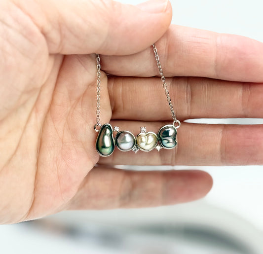 Unique Tahitian and South Sea Keshi "LOVE" Pearl (7 - 11mm) Pendant