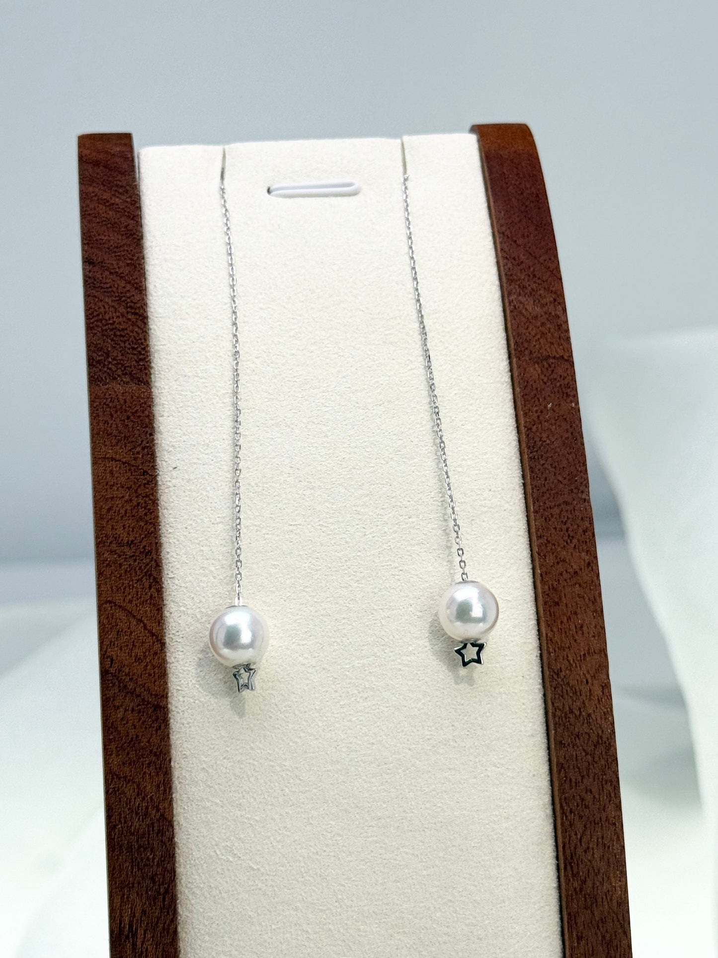Top Lustre Saltwater Japan Akoya (8.5 - 9mm) Drop String Earrings | Perfect Pearl Jewellery for Every Occasion