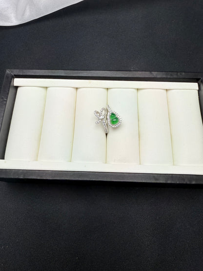 Ribbon-Inspired Grade A Jadeite Ring | Graceful Elegance with a Touch of Charm