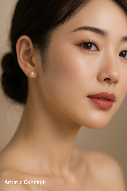 18K Solid Gold Saltwater Japan Akoya Light Pink Pearl (5.5-6mm) Studs Earring | Timeless Radiance for Every Occasion