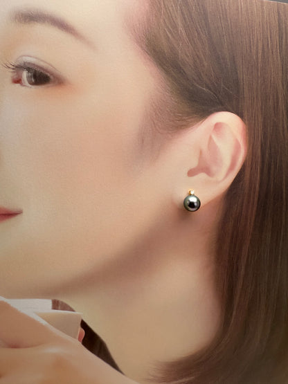 18K Solid Gold Tahitian Peacock Green Pearl Earrings | Princess Diana Design