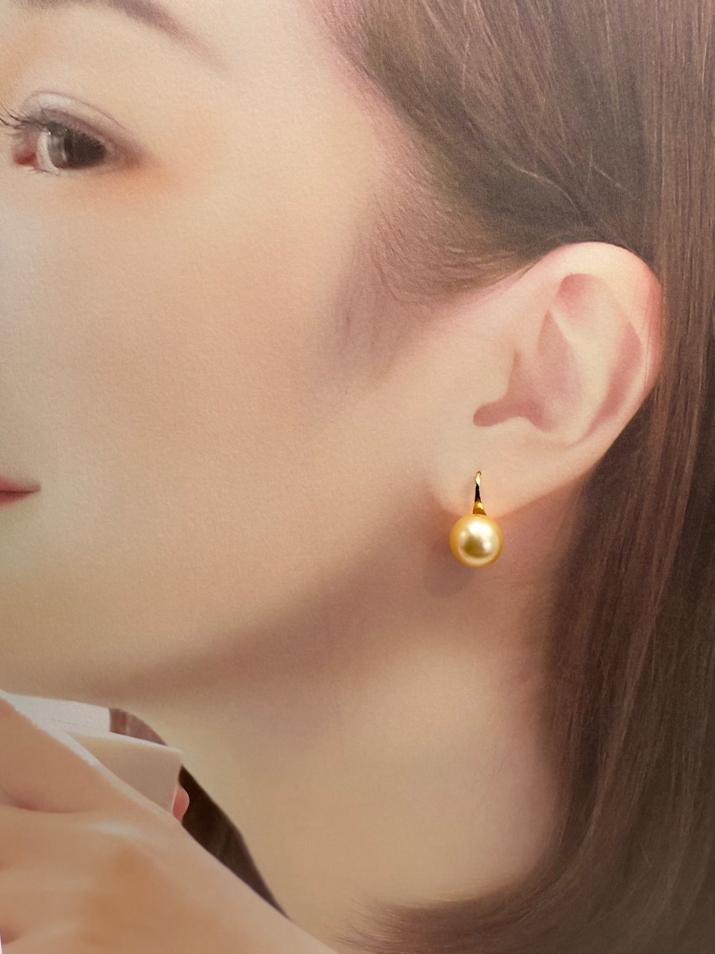 18K Solid Gold Golden South Sea Pearl Earrings | Timeless