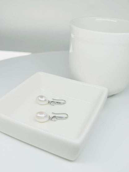 Elegant Freshwater Pearl Drop Earrings (8x11mm) - Nexus8gg Jewellery