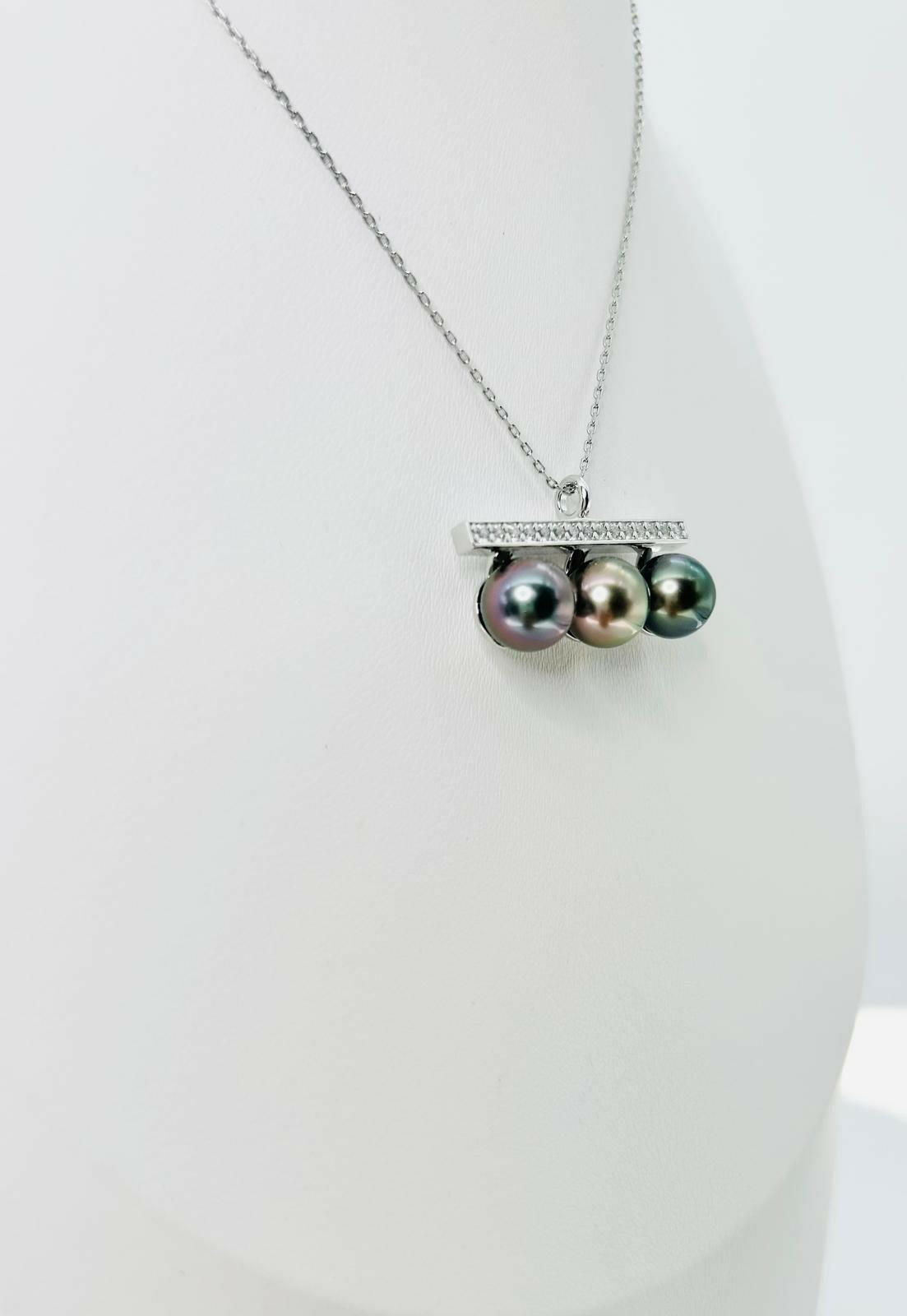 Top quality Tahitian Pearl (8.5-9mm) Balancing Wood Pendant with CZ - Nexus8gg Jewellery