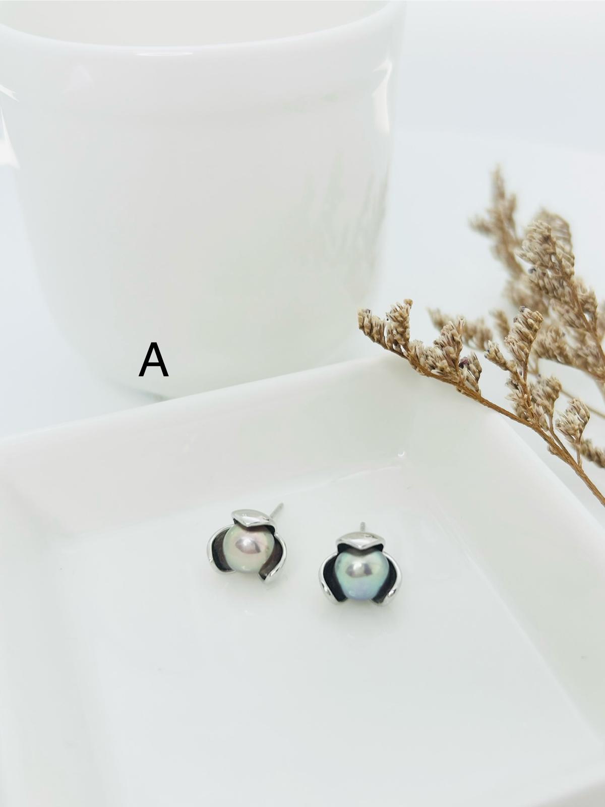 Lotus Flower Metallic Multi-Colour Freshwater Pearls (7-8mm) Earring - Nexus8gg Jewellery
