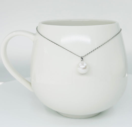 18K Classic Freshwater White Pearl (9mm) Pendant - Nexus8gg Jewellery