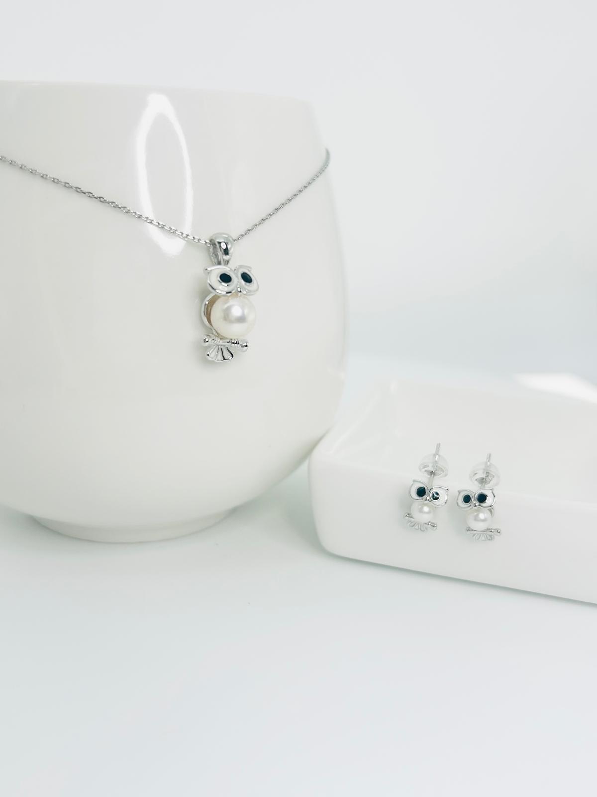 [Promo] Aurora Owl Freshwater Pearl Pendant (7-7.5mm) and Earring (4-4.5mm) Set - Nexus8gg Jewellery