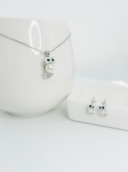 [Promo] Aurora Owl Freshwater Pearl Pendant (7-7.5mm) and Earring (4-4.5mm) Set - Nexus8gg Jewellery