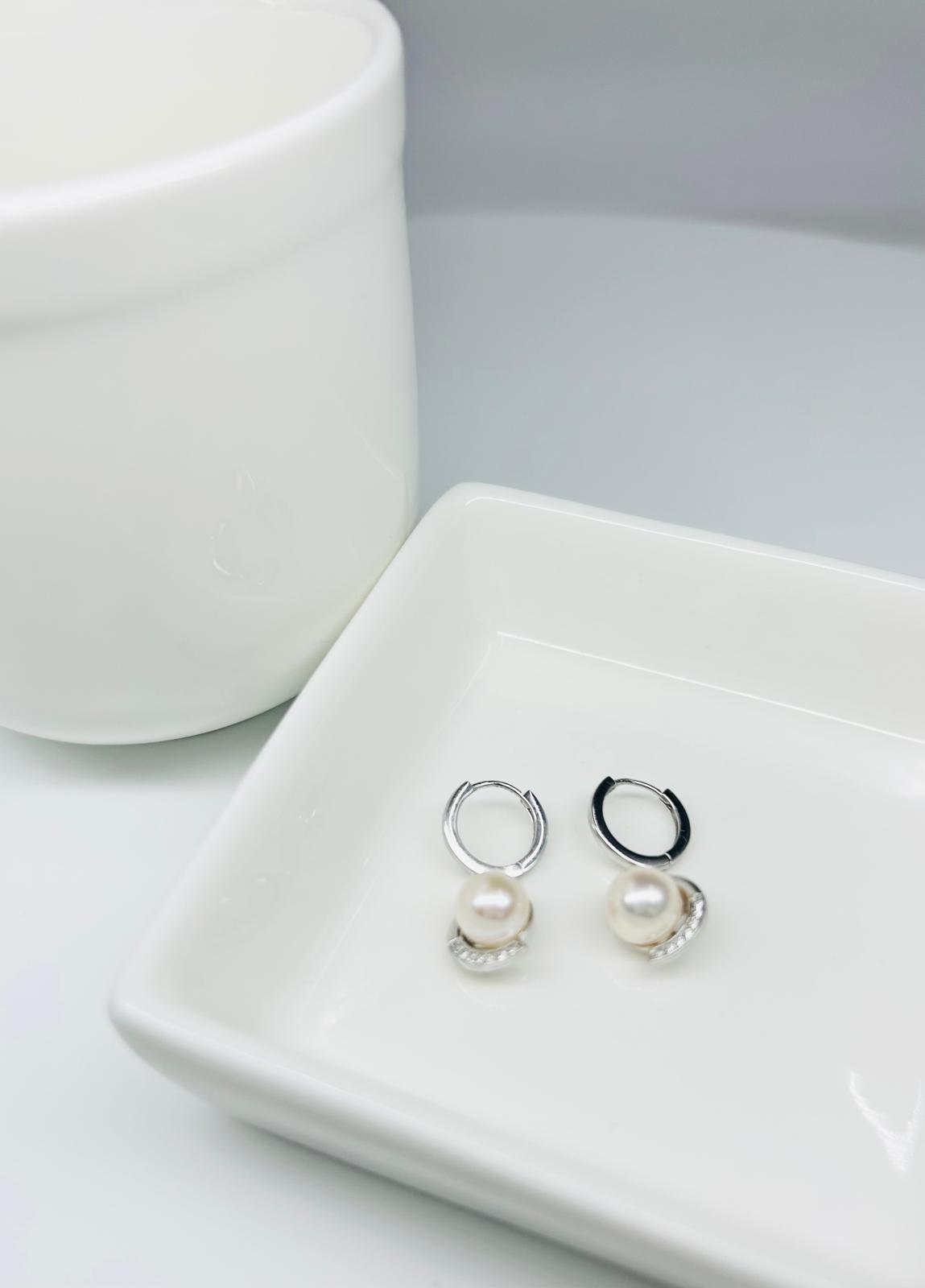 [Promo] Classic Freshwater Pearl (7mm) Hoop Earrings (Small) - Nexus8gg Jewellery