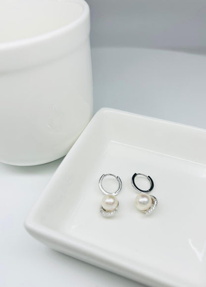 [Promo] Classic Freshwater Pearl (7mm) Hoop Earrings (Small) - Nexus8gg Jewellery