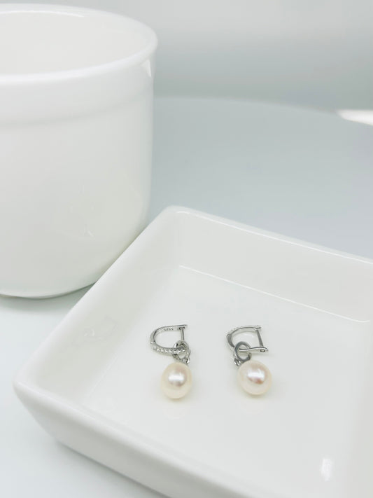 [Promo] Classic Freshwater Pearl (7mm) Hoop Earrings (Small) - Nexus8gg Jewellery