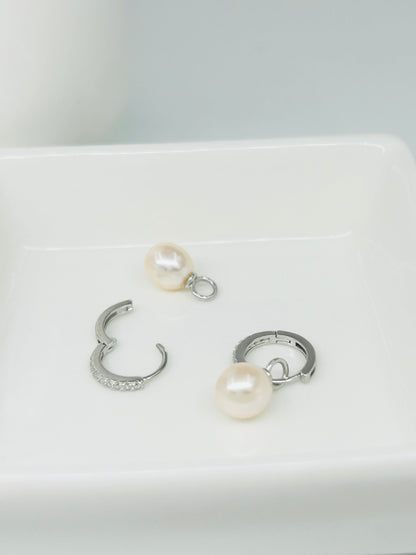 [Promo] Classic Freshwater Pearl (7mm) Hoop Earrings (Small) - Nexus8gg Jewellery