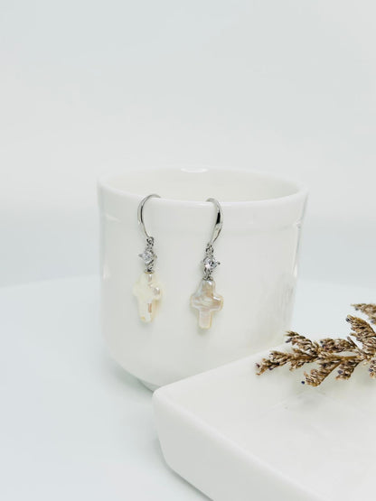 Elegant Cross Freshwater Pearls (9.x15mm) Earring - Nexus8gg Jewellery
