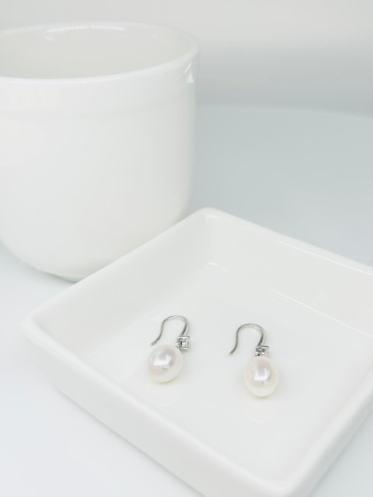 Elegant Freshwater Pearl Drop Earrings (8x11mm) - Nexus8gg Jewellery
