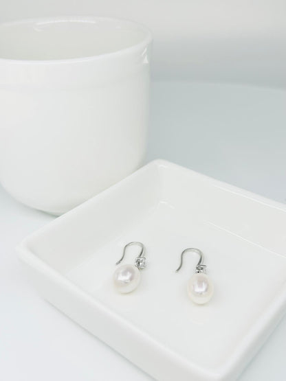 Elegant Freshwater Pearl Drop Earrings (8x11mm) - Nexus8gg Jewellery