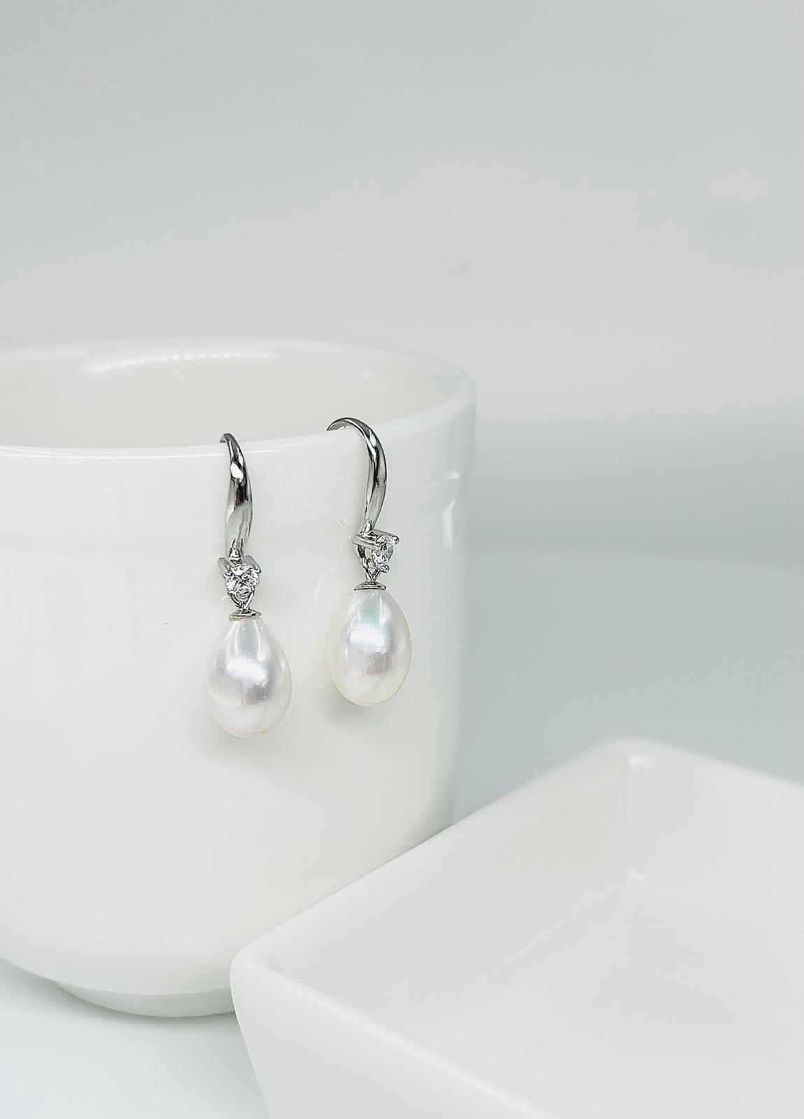 Elegant Freshwater Pearl Drop Earrings (8x11mm) - Nexus8gg Jewellery