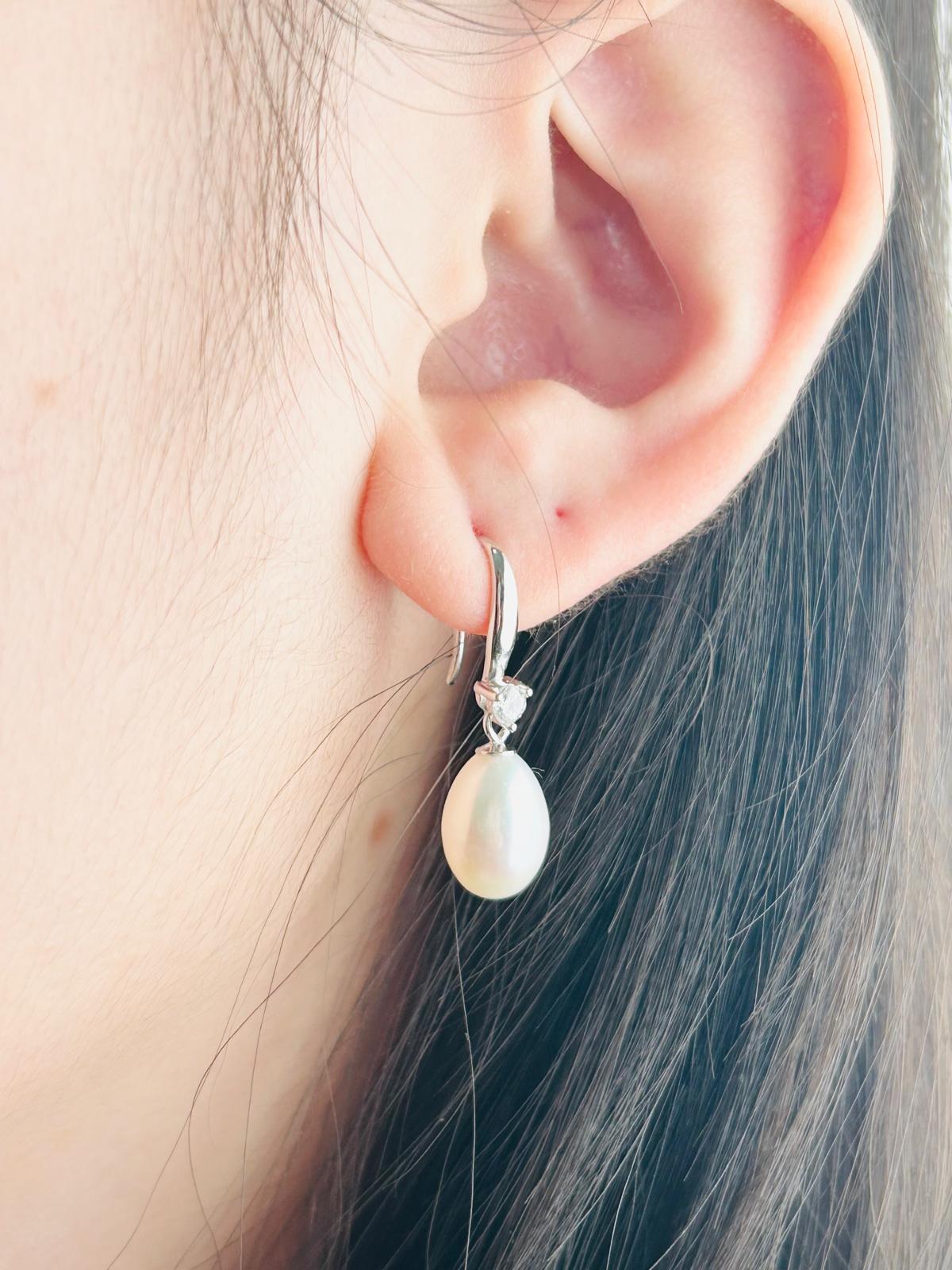 Elegant Freshwater Pearl Drop Earrings (8x11mm) - Nexus8gg Jewellery