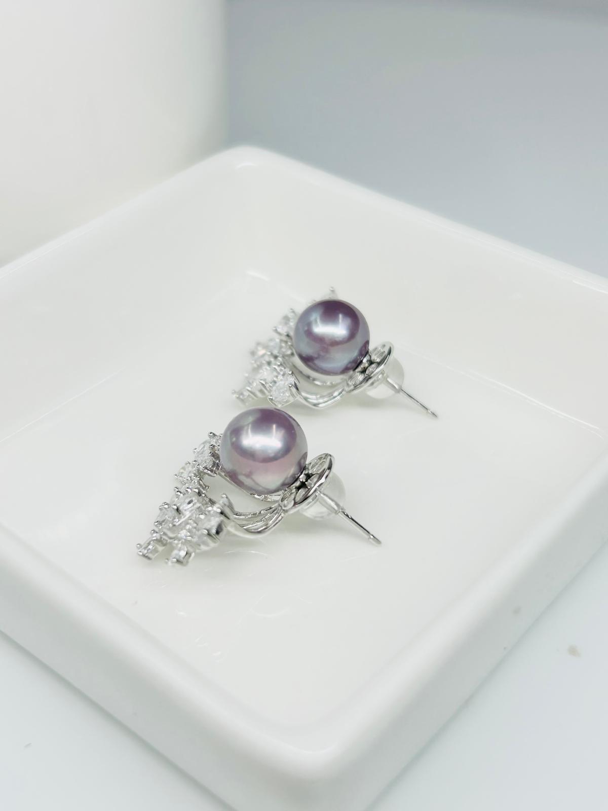 Elegant Freshwater Purple Pearl Earrings (9mm) - Nexus8gg Jewellery