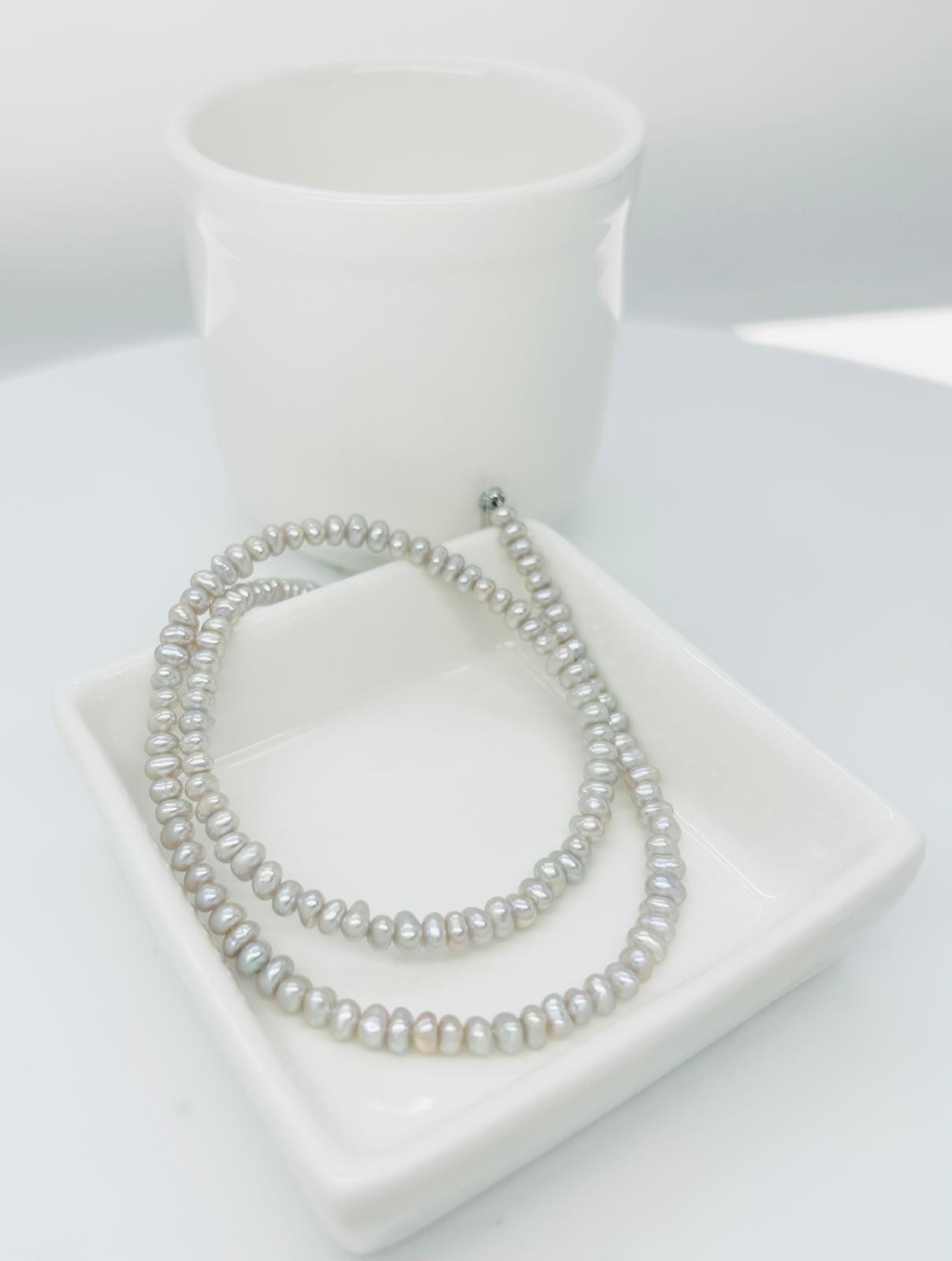 Elegant Freshwater Silver Keshi Baby Necklace (4-4.5mm) - Nexus8gg Jewellery