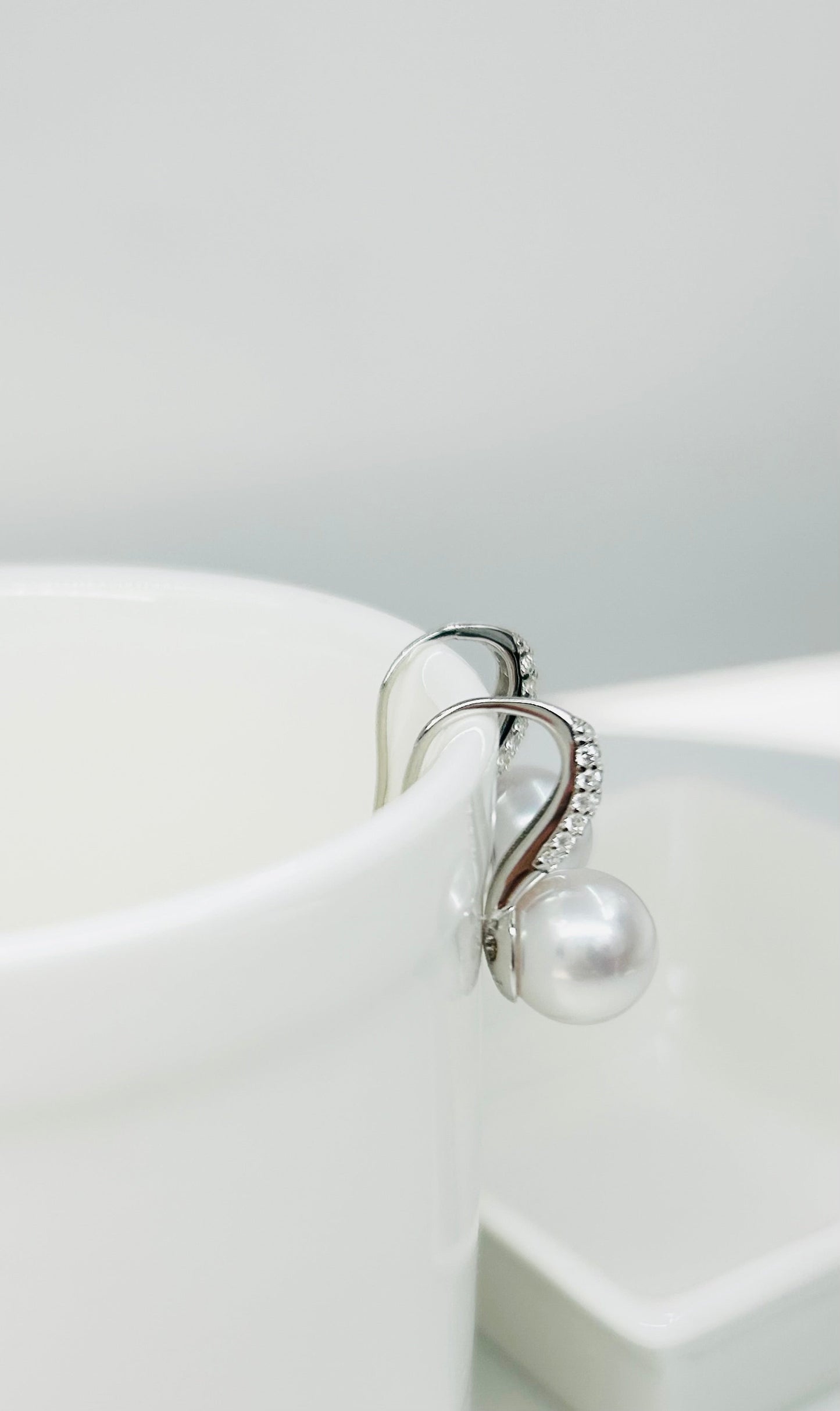 [Promo] Elegant High Heel Freshwater White Pearl Earring (9mm) with CZ - Nexus8gg Jewellery