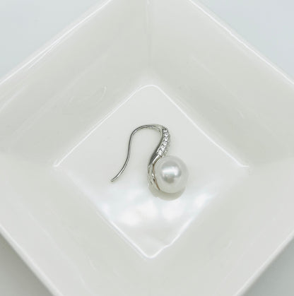 [Promo] Elegant High Heel Freshwater White Pearl Earring (9mm) with CZ - Nexus8gg Jewellery