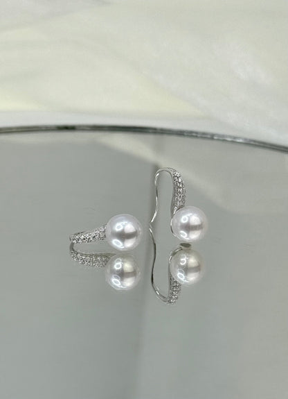 [Promo] Elegant High Heel Freshwater White Pearl Earring (9mm) with CZ - Nexus8gg Jewellery