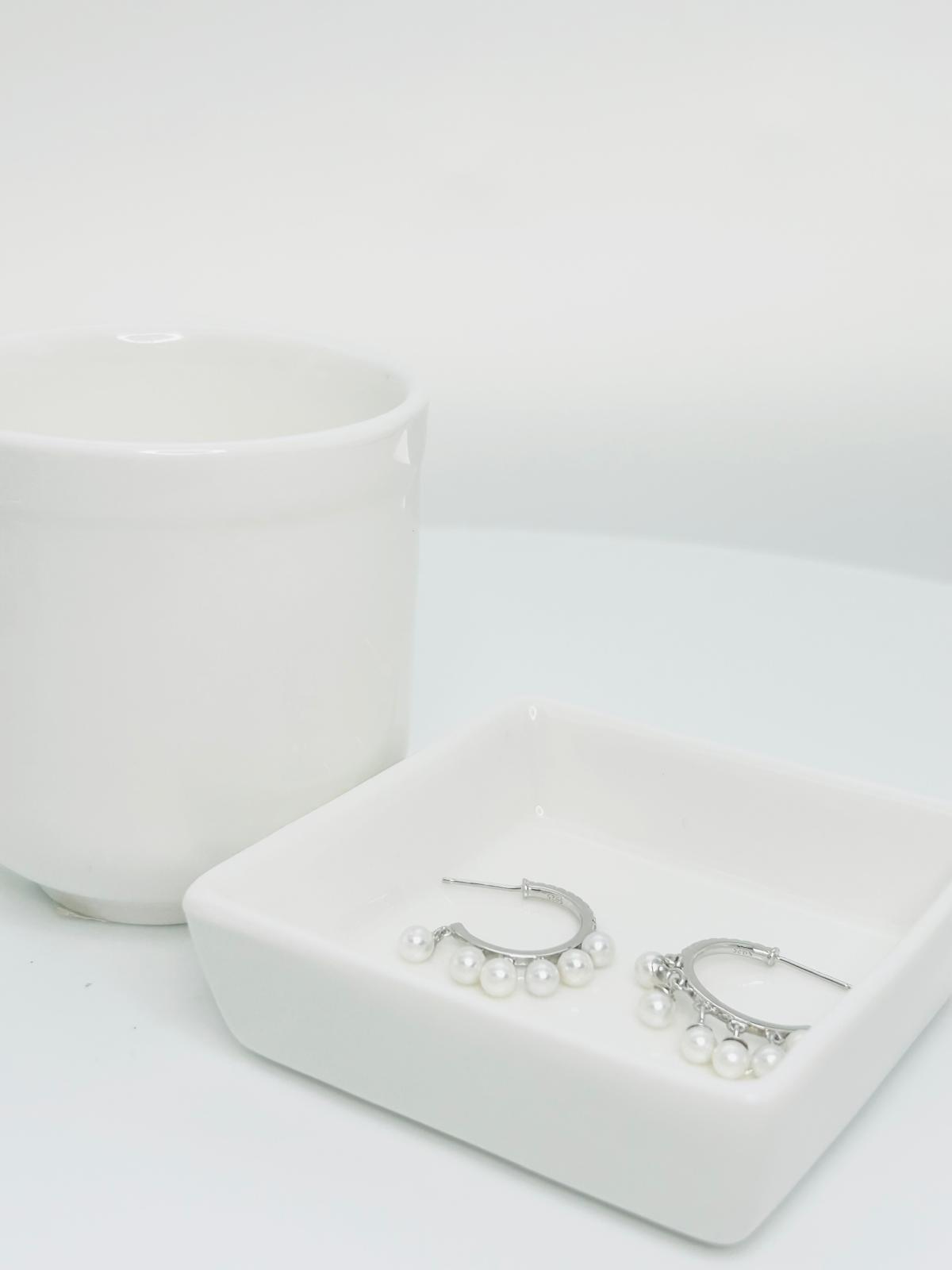 Elegant Semi Hoop Freshwater Pearls (4-4.5mm) Earring with CZ - Nexus8gg Jewellery