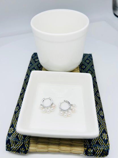Lovely Freshwater Pearls (4-4.5mm) Hoop Earrings - Nexus8gg Jewellery