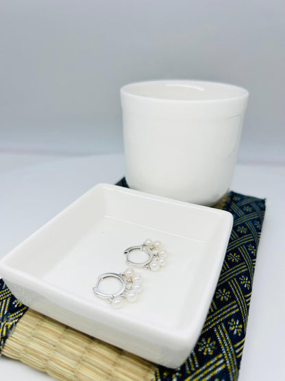Lovely Freshwater Pearls (4-4.5mm) Hoop Earrings - Nexus8gg Jewellery