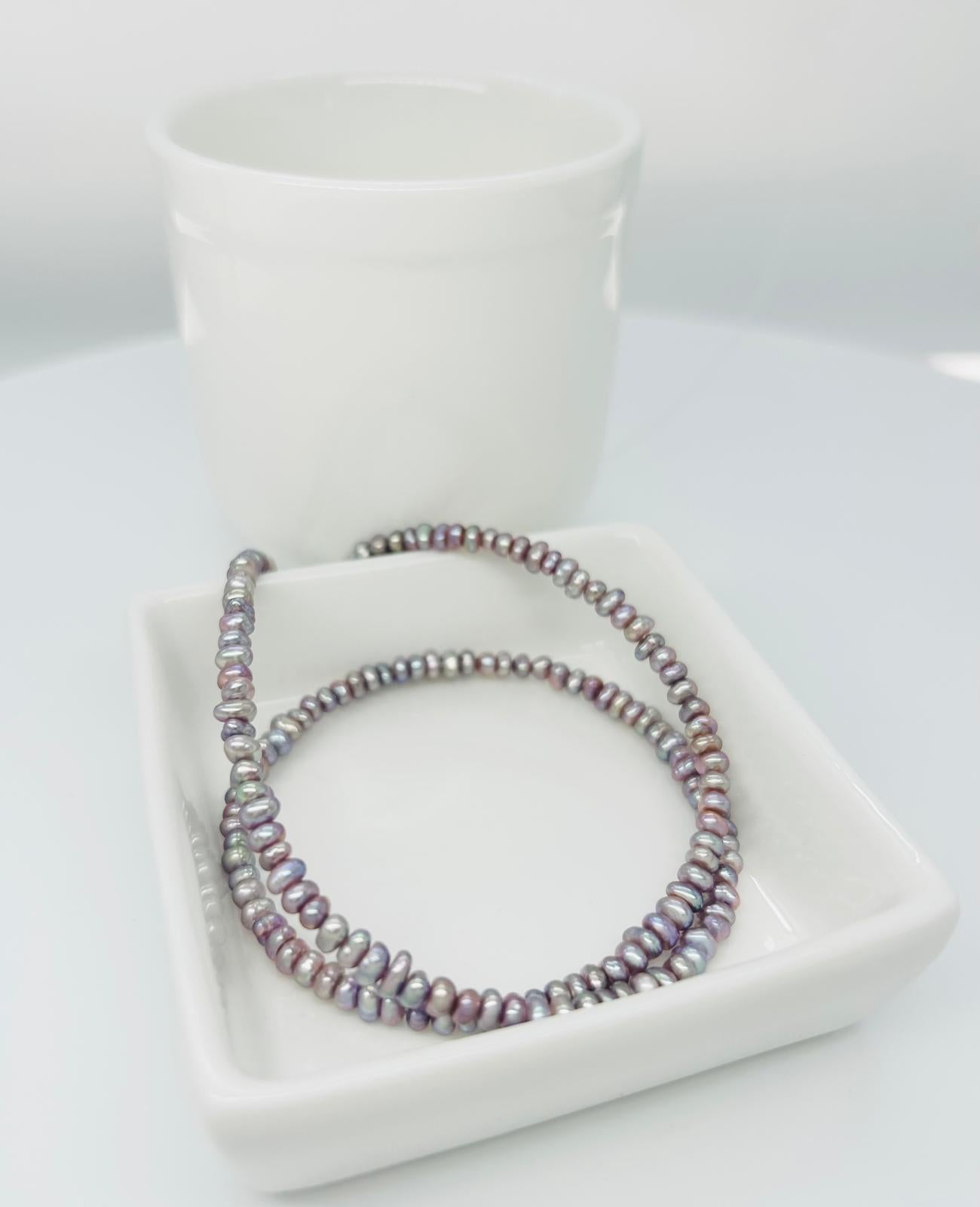Petite Rainbow Freshwater Keshi Pearl Baby Necklace (3.5-4mm) - Nexus8gg Jewellery