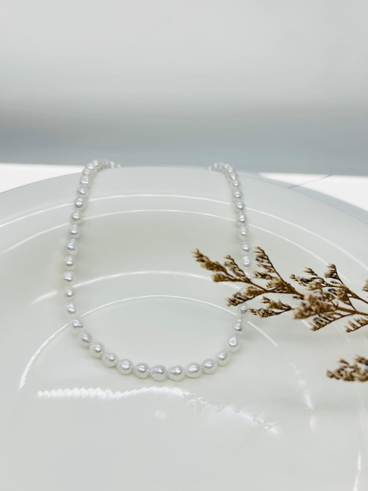 Unique Freshwater White (Blue tone) Keshi Pearl (5 - 5.5 mm) Necklace - Nexus8gg Jewellery