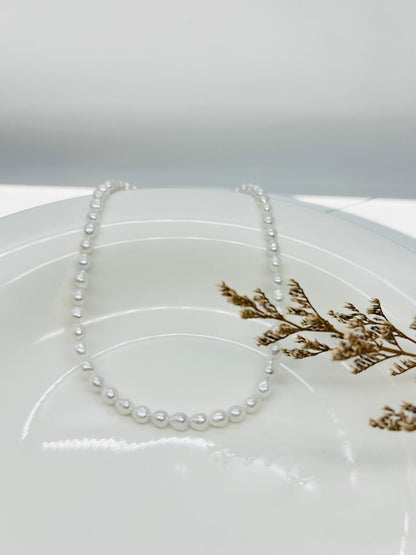 Unique Freshwater White (Blue tone) Keshi Pearl (5 - 5.5 mm) Necklace - Nexus8gg Jewellery