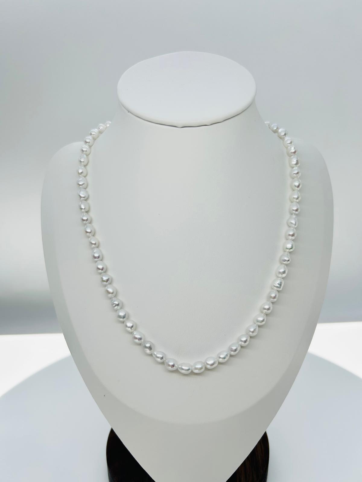 Unique Freshwater White (Blue tone) Keshi Pearl (5 - 5.5 mm) Necklace - Nexus8gg Jewellery