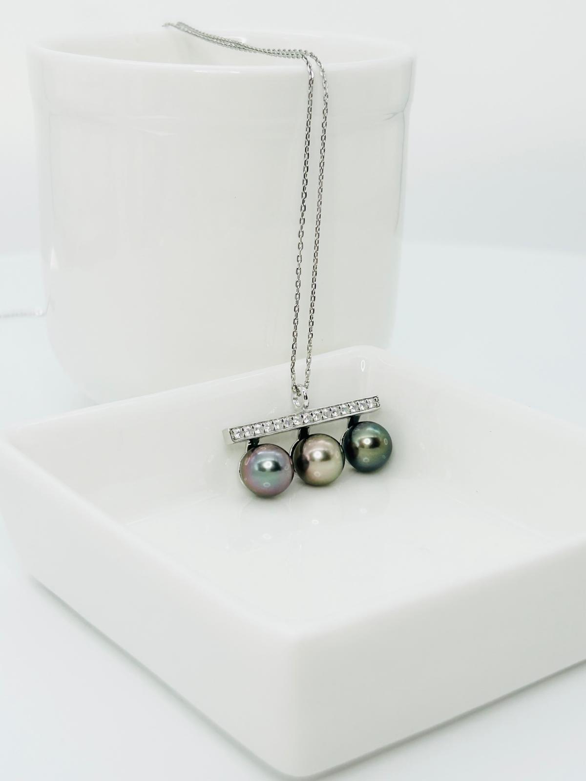 Top quality Tahitian Pearl (8.5-9mm) Balancing Wood Pendant with CZ - Nexus8gg Jewellery