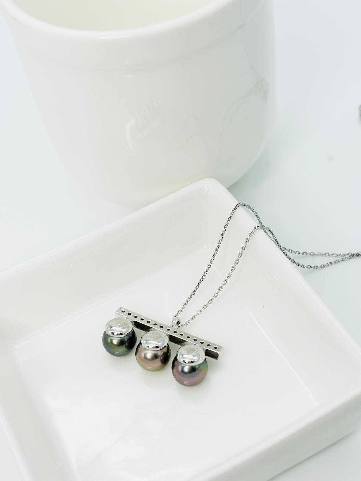 Top quality Tahitian Pearl (8.5-9mm) Balancing Wood Pendant with CZ - Nexus8gg Jewellery