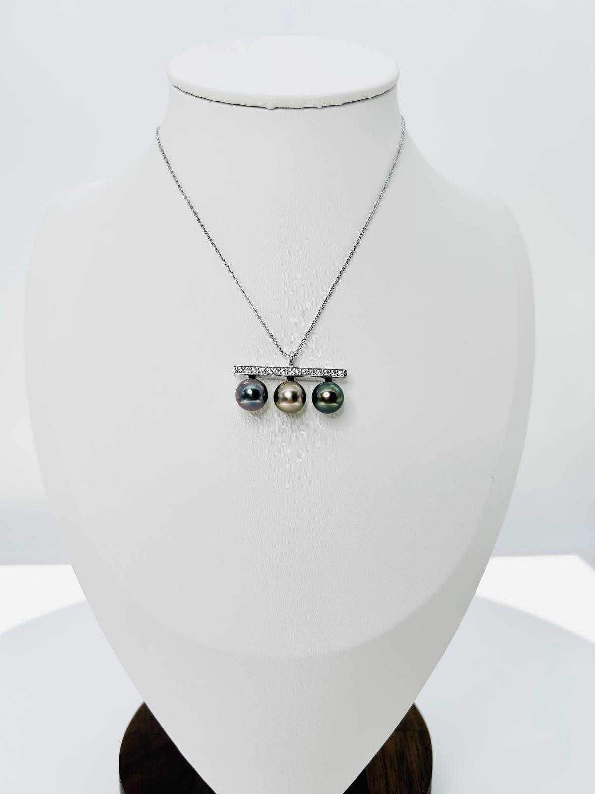 Top quality Tahitian Pearl (8.5-9mm) Balancing Wood Pendant with CZ - Nexus8gg Jewellery
