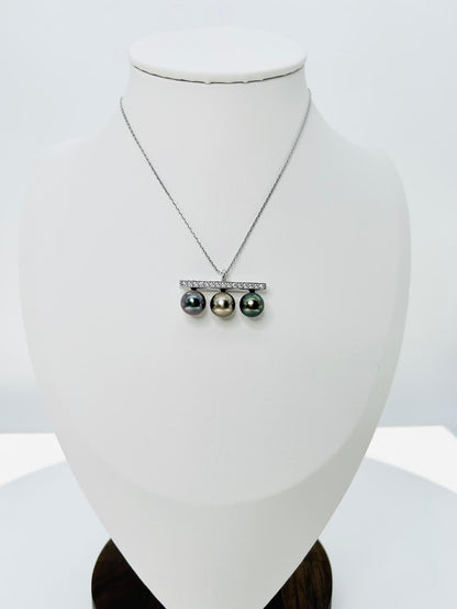 Top quality Tahitian Pearl (8.5-9mm) Balancing Wood Pendant with CZ - Nexus8gg Jewellery