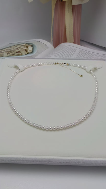 18K Gold Top Luster Freshwater  Baby Pearl (4 - 4.5mm)  Necklace