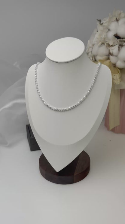 Elegant Freshwater Pearl Aurora White (Blue overtone) Baby Necklace (3.5-4mm)